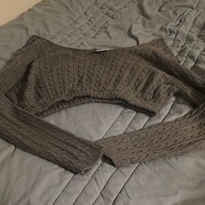 Urban Outfitters Gray Off-the-Shoulder Sweater